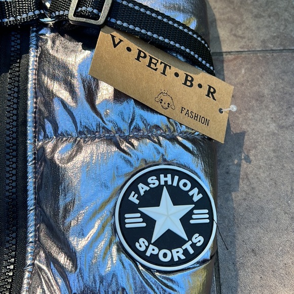 New W/ Tags PawRoll Winter Dog Jacket. Metallic Silver. Dog jacket with harness. - Picture 2 of 6